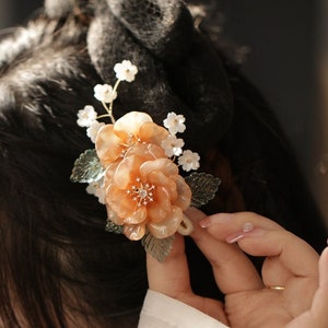 Vintage Peony Flower Hair Clip Floral Hair Clip Retro Chinese Hanfu Hair Clip Chinese Hair Accessory image 1