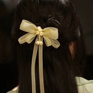 Vintage Bow-knot Hair Clip Long Ribbon Cheongsam Hair Clip Retro Chinese Hanfu Hair Clip Chinese Hair Accessory