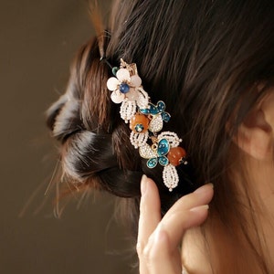 Vintage Flower Butterfly Hair Clip Cute Pumpkin Hair Clip Wedding Side Hair Clip Hanfu Hair Clip Chinese Hair Accessory, Gifts For Mom