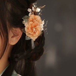 Vintage Peony Flower Hair Clip Floral Hair Clip Retro Chinese Hanfu Hair Clip Chinese Hair Accessory image 3