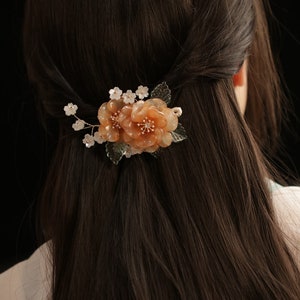 Vintage Peony Flower Hair Clip Floral Hair Clip Retro Chinese Hanfu Hair Clip Chinese Hair Accessory image 2