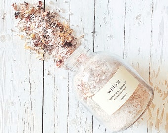 Botanicals + Pink Clay Relaxing Bath Soak with Resuable Cotton Drawstring Bath Tea Bag.