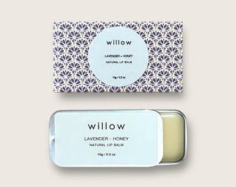 Lavender and Honey Natural Lip Balm, lip salve infused with essential oils, sliding tin