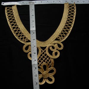 MR211 Gold Metallic Cord Braided Loopy Floral Neckline Motif Sewing/Jewelry/Craft/Fashion image 3