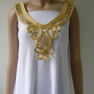 MR211 Gold Metallic Cord Braided Loopy Floral Neckline Motif Sewing/Jewelry/Craft/Fashion image 4