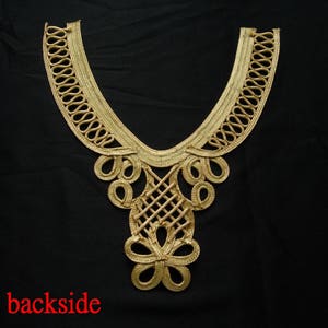 MR211 Gold Metallic Cord Braided Loopy Floral Neckline Motif Sewing/Jewelry/Craft/Fashion image 2