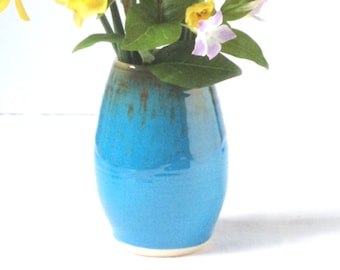 Bombe Vase in Turquoise Glaze - handthrown ceramic