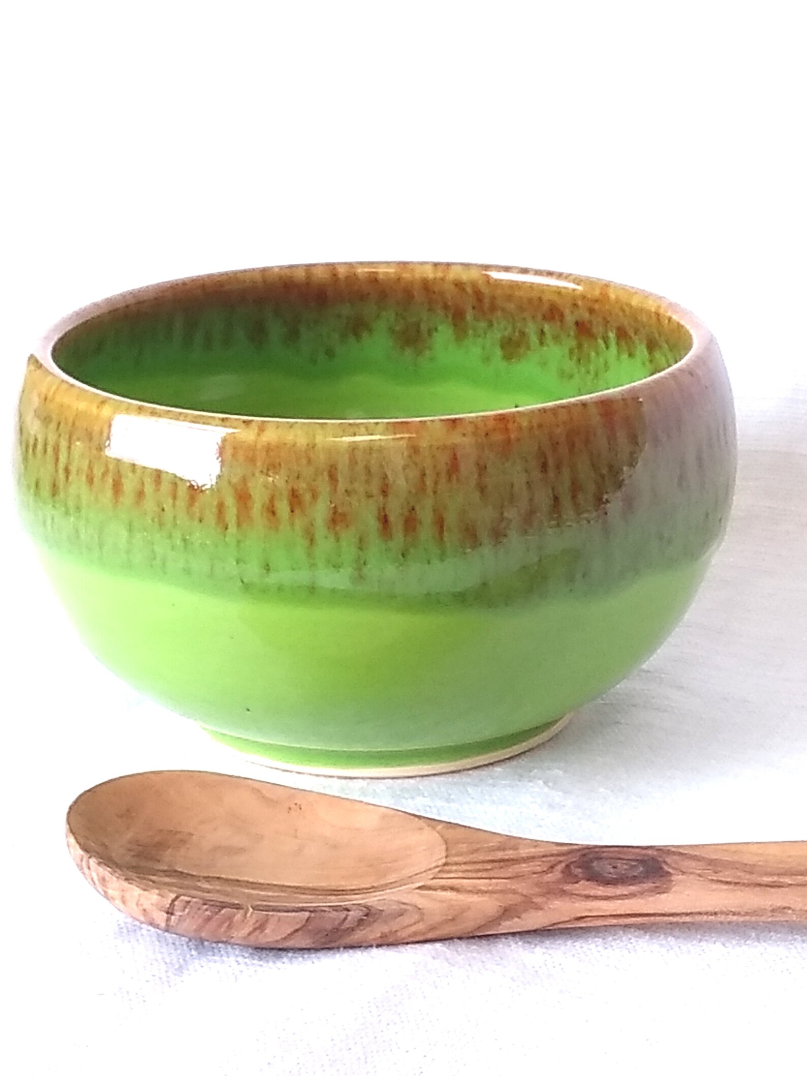 Soup Bowl Green Glaze Handthrown Ceramic Etsy