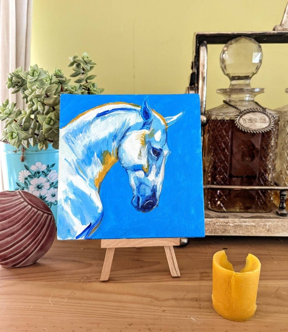 Spanish Horse Painting Blue and Gold Horse Painting Etsy