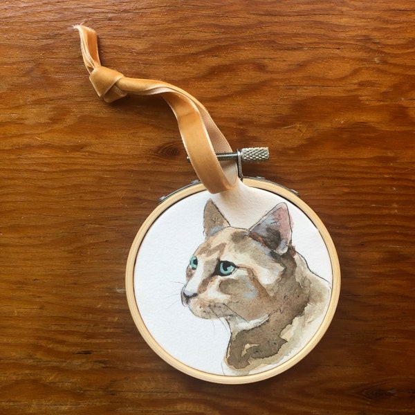 Custom Pet Portrait Ornament | Handpainted in Watercolor | Dog Portrait | Cat Portrait | Horse Portrait | Custom Artwork | Embroidery Hoop