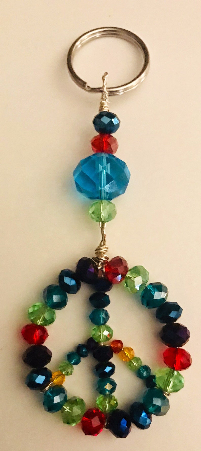 Peace Sign Keychain The colors of the Chakra