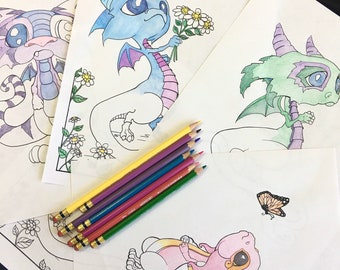 Coloring Page Pack - Little Dragons