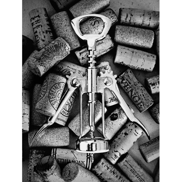 Vintage Style Black & White Cork Screw Print | Wine Bar Decor | Restaurant Wall Art | Winery Photo | Wine Photography Gifts