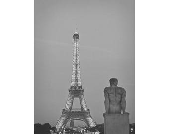 Eiffel Tower Photo - Photography of the Eiffel Tower in the City of Paris, France. Black and White Photograph