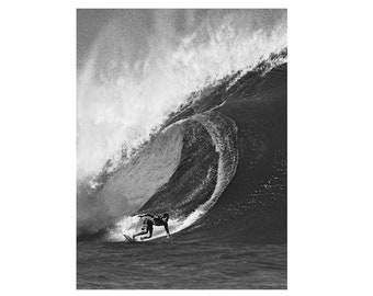 Surfing Photo:  Surf Photography Fine Art Print Print. Black and White Print of a Surfer on a Wave in Hawaii