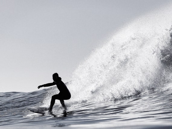 Black and White Surfing Photograph Surf Art California | Etsy