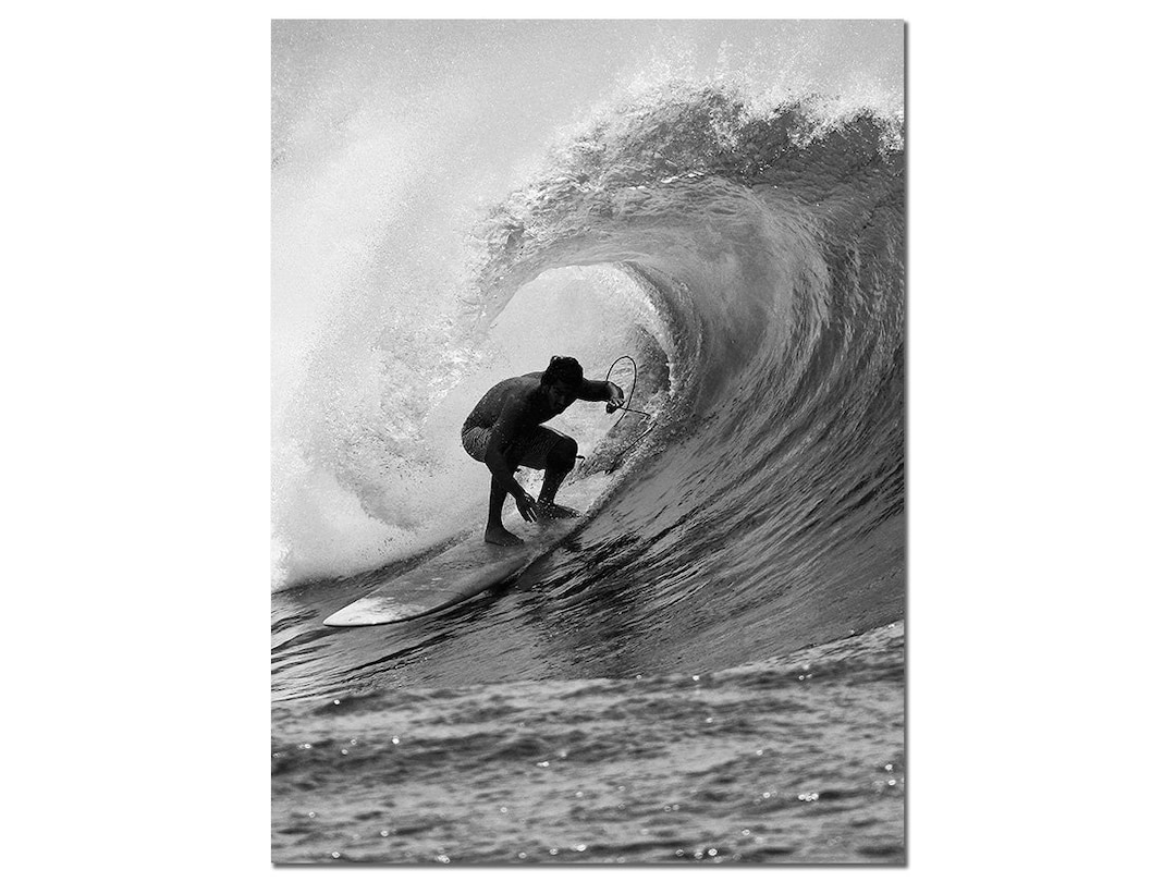 Black and White Surfing Photo Surf Photography Fine Art Print Print
