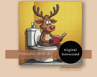 Reindeer Bathroom Art | Digital Download