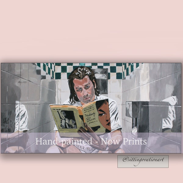 Pulp Fiction Bathroom Print | Unframed | Hand-Painted