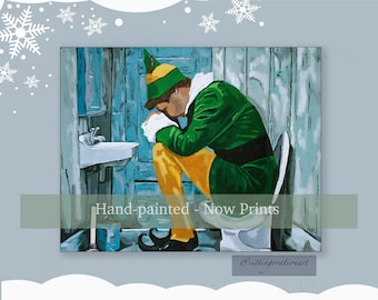 Elf Bathroom Print | Unframed | Hand-Painted Original