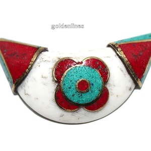 Conch Shell Pendant Turquoise pendant coral Pendant Nepal pendant Nepalese pendant Tibetan Pendant Tibet pendant Nepal Boho pendant A69