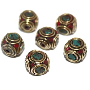 turquoise beads coral Beads (6 beads) Nepalese Beads Tibetan beads Tibet beads Tribal beads boho jewelry ethnic beads hippie jewelry BDS589