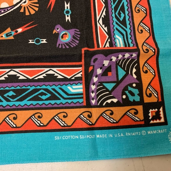 60's～ WAMCRAFT クロス柄 ALL COTTON バンダナ ネイビー USA製