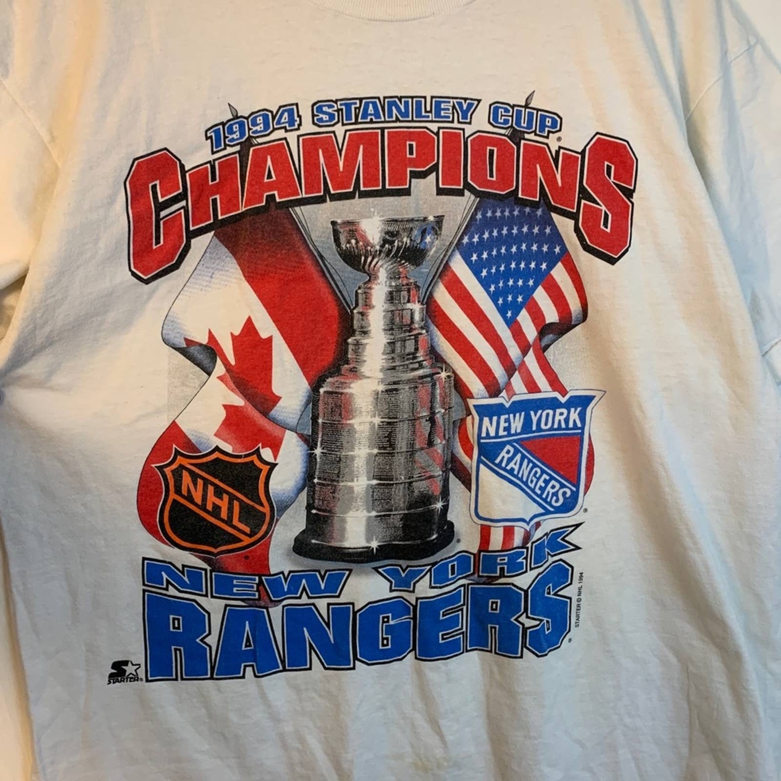 Vintage 1994 New York Rangers Thrashed Stanley Cup T-shirt 