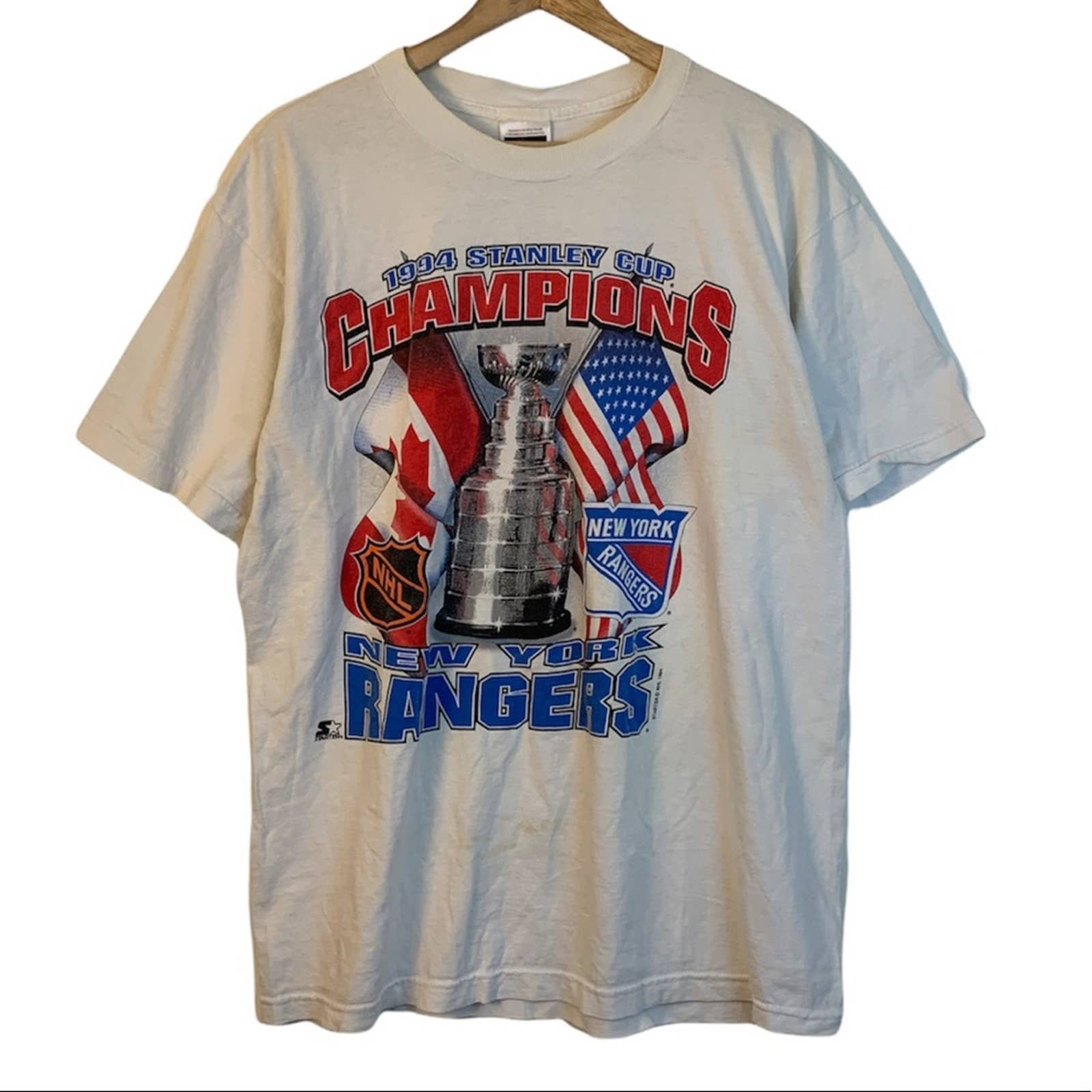 New York Rangers Vintage Logo T-Shirt - Blue - Medium - Pre-Owned