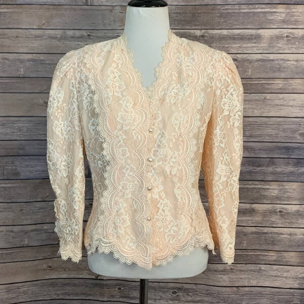 Vintage Crochet By Bari Protas Lace Jacket