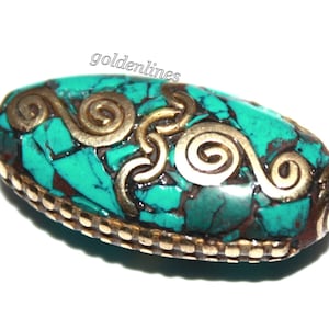 Brass beads Handmade Beads (1 beads) Nepalese Beads Tibetan Beads Nepal Beads Turquoise Beads Tibet beads B212