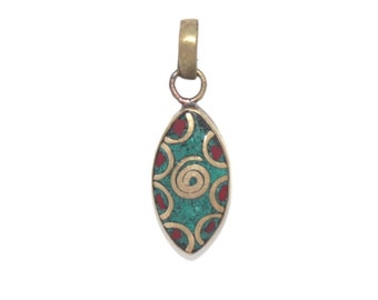 Colgante turquesa colgante coral Colgante Nepal colgante Tribal colgante tibetano Colgante Tíbet Colgante Boho colgante Boho Colgante gitano PB122