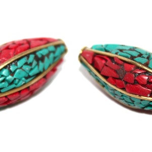 Turquoise beads Coral Beads Nepalese Beads Nepal beads Tibet beads Tibetan beads bohemian jewelry ethnic beads yoga beads mala beads BDS120