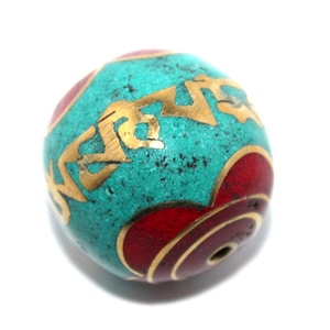 Granos de la turquesa (1 grano) Nepal granos tibetano Nepal granos Tíbet granos boho Bohemia joyería Tribal granos de la joyería BDS608 de perlas de coral