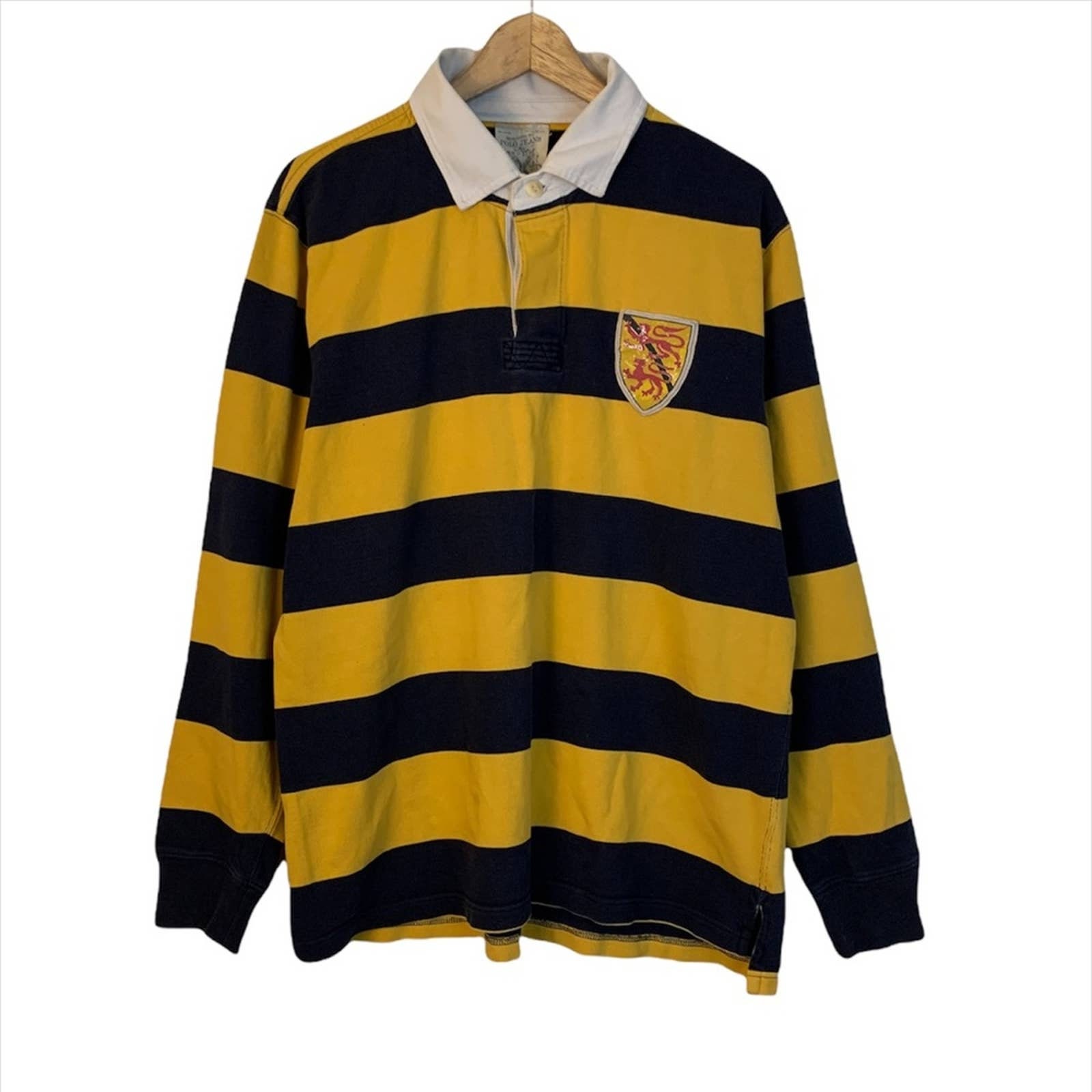 トップス Polo Ralph Lauren 90s Border Rugby Shirt VINTAGE RALPH LAUREN BLUE & WHITE STRIPED RUGBY POLO SHIRT