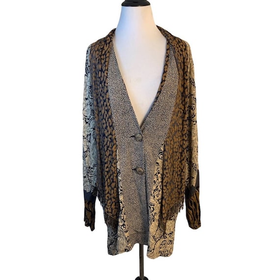 Veste Vintage Carole Little Taille 4 - Jaune à Pois - Rayonne Et Lin - Fabriqué En Italie