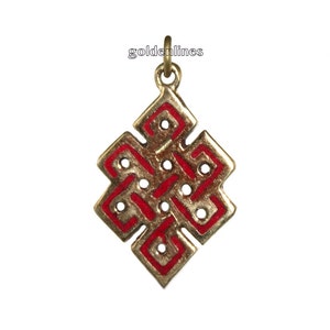 Endless Knot pendant coral Pendant Nepal pendant Tibetan Pendant tribal pendant Tibet pendant Boho pendant yoga pendant A128