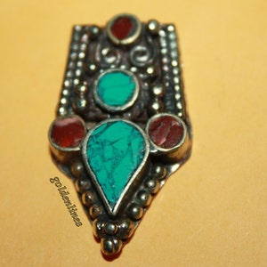 Tibetan Nepalese Handmade Turquoise spacer Pendant (1 Spacer) Nepalese Pendant Tibetan Pendant Tibetan Spacer Pendant Tribal pendant SP508