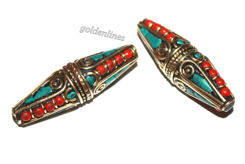 Details about   B633 Tibet Nepalese Handmade coral Turquoise bead Nepal bead Tibetan beads 