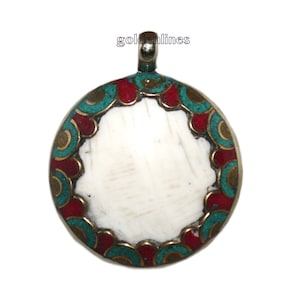 Conch Shell pendant Turquoise pendant coral Pendant Nepal pendant Nepalese pendant Tibetan Pendant Tibet pendant Nepal pendant bohemian  A65