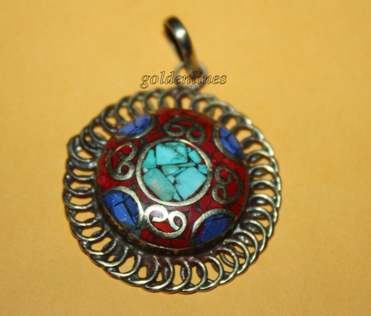 8PCS Tibetan Nepalese Handmade Turquoise Lapis Lazuli Coral Brass Pendant Vk5637 8PCS Tibetan Nepalese Handmade Turquoise Lapis Lazuli Coral Brass Pendant Vk5637