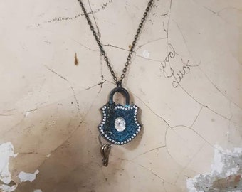 Vintage key and lock necklace