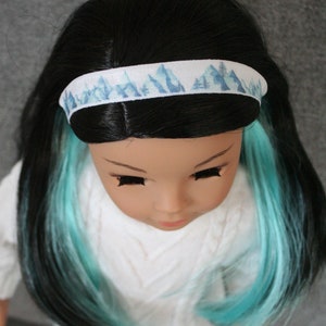 Corinne Headband Set - 18" Doll Headbands - Periwinkle & Turquoise Headbands - Mountain Snowflake Headbands