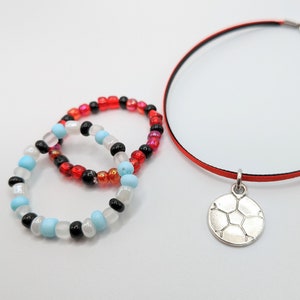 Maritza Inspired Doll Jewelry: Soccer Ball Necklace & Beaded Bracelet Set