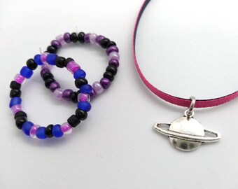 Luciana Jewelry Set - Ribbon Necklace for 18" Dolls - Luciana Inspired Planet Necklace & Beaded Bracelet Set - Stocking Stuffer