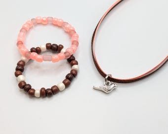 Tenney Inspired Doll Jewelry Set - Bird or Music Necklace & Beaded Bracelet Set for 18" Dolls