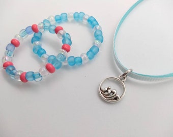 Joss Jewelry Set - Ribbon Necklace for 18" Dolls - Joss Inspired Wave Necklace  & Beaded Bracelet Set - Stocking Stuffer