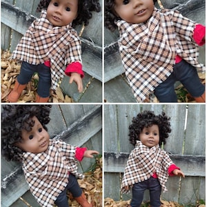 Plaid Blanket Scarf for 18&quot; Dolls - Fall Scarf for Dolls