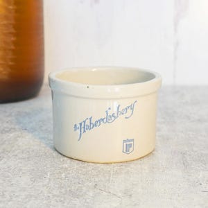 Vintage 1970s Radisson Hotel's The Haberdashery Stoneware Butter Crock, 4 1/2", Marked Monmouth Pottery, USA, Minneapolis Restaurants