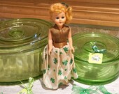 Vintage 1950s St. Patrick 39 s Day Nancy Ann Storybook Doll, Shamrock Dress, Hand-Painted Face Sleep Eyes, 7 1 2 quot Collectible Doll, Irish Decor
